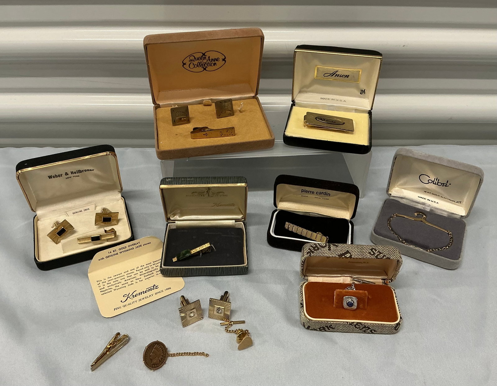 Wyoming Jade Genuine Onyx Indian Head Penny & Other Cufflinks Tie Clips: Some Signed