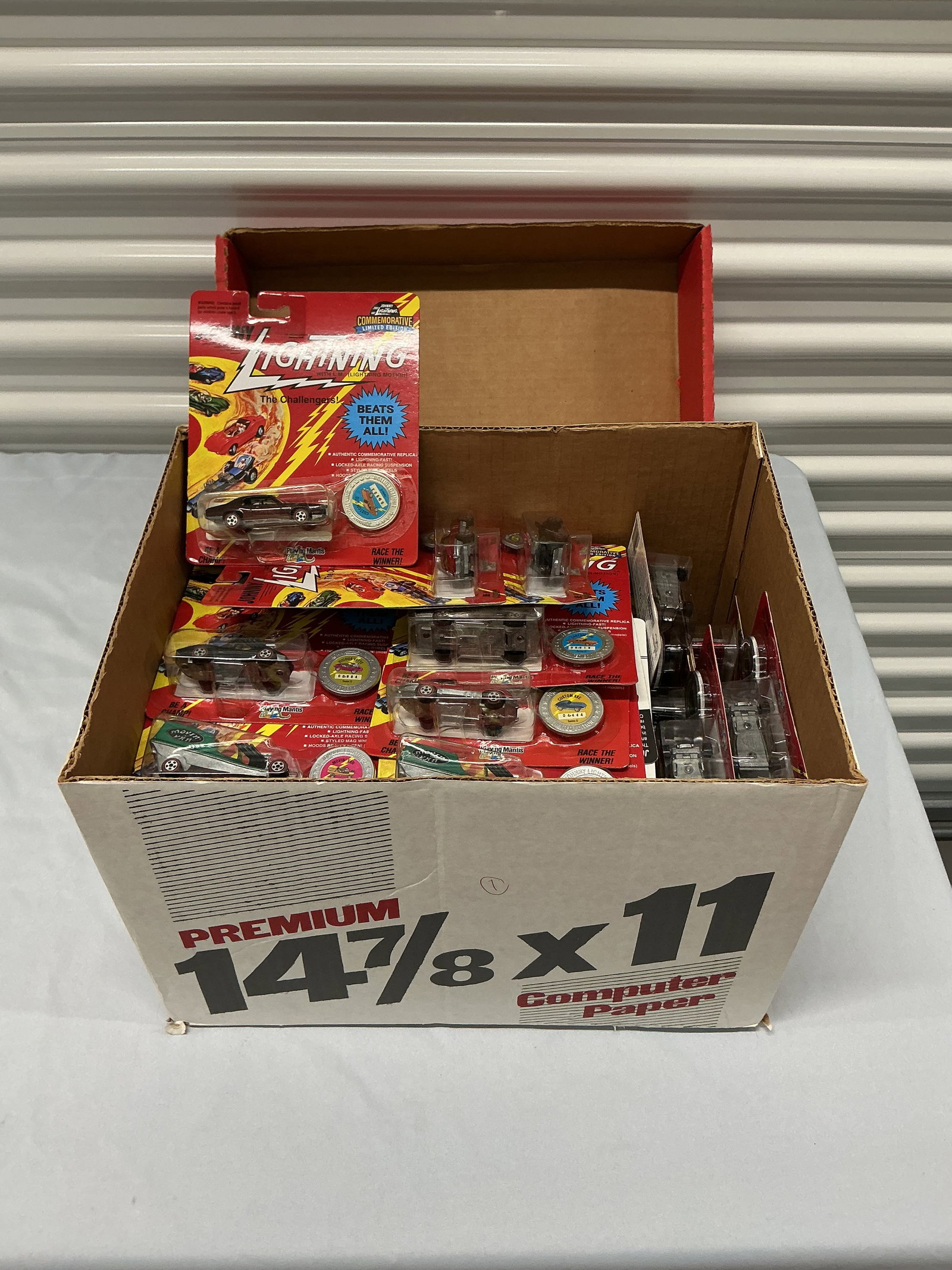 Box Full Of Over 60 Johnny Lightning Die Cast Cars: All On The Card