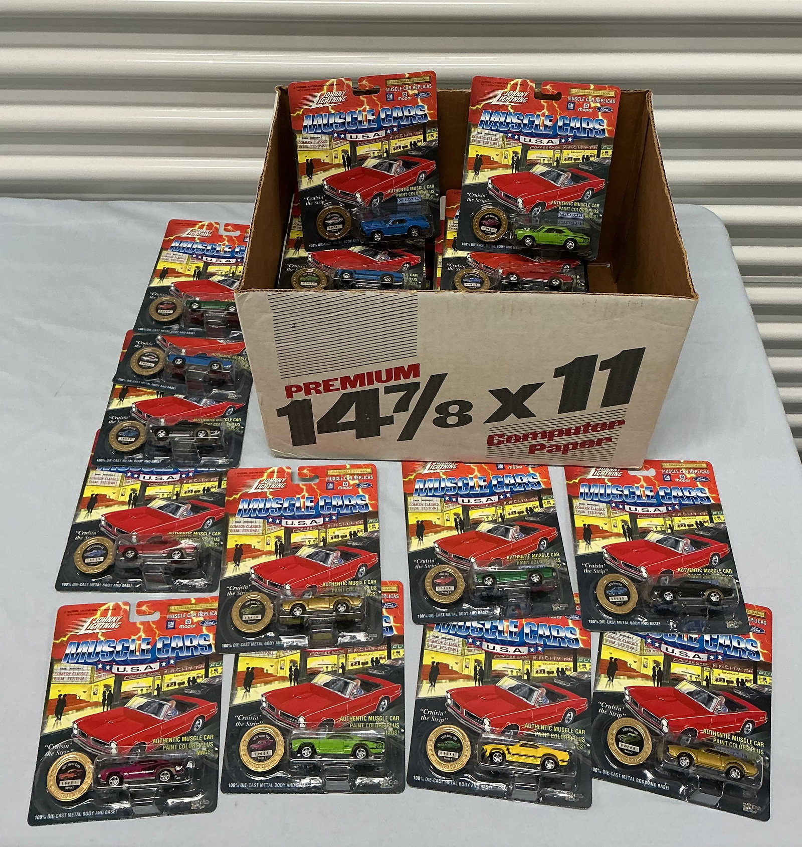 Box Full Of Over 40 Johnny Lightning Muscle Cars USA: All On The Card