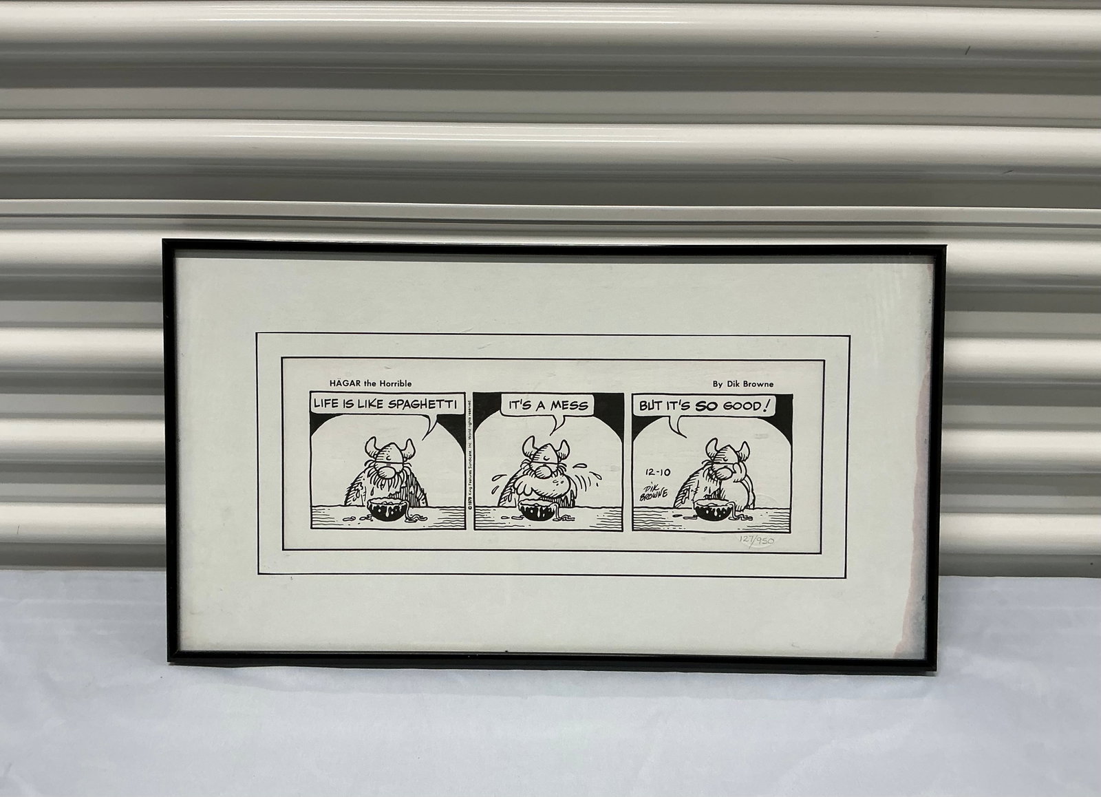 1989 Numbered Select Edition Hagar The Horrible Comic Strip Art: 22.25x12.25 With Numbered Seal