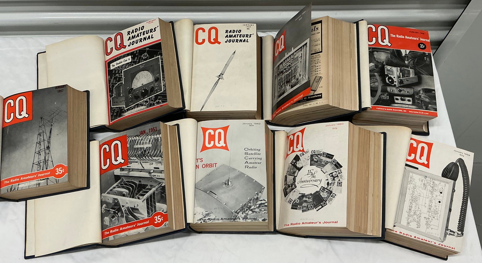 1940s-60s CQ Amateur Radio Magazine Hardcover Bound Books: 1948-1962