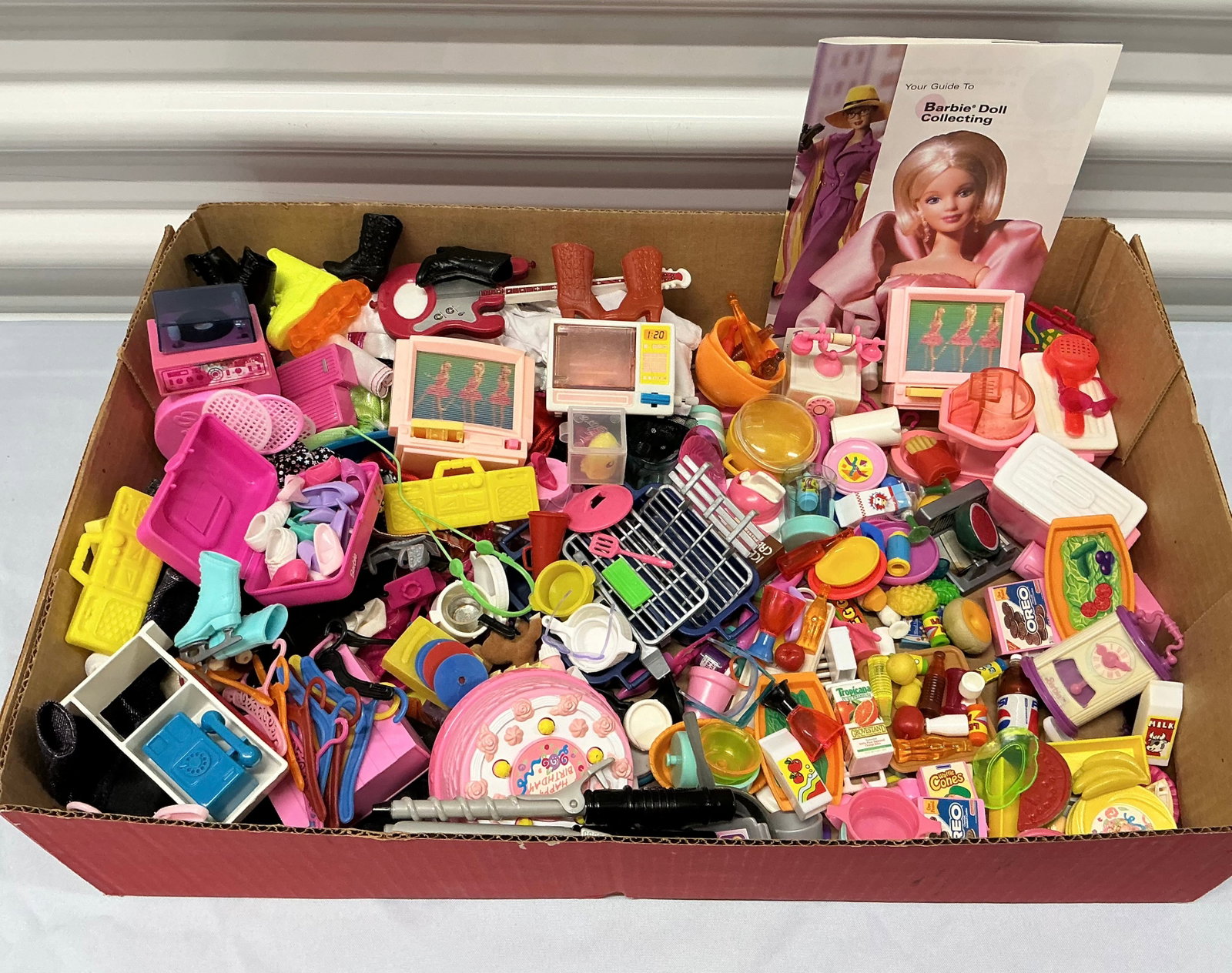 Box Of Vintage Barbie Accessories: Appear to be mostly 1980s-90s with some 2000s