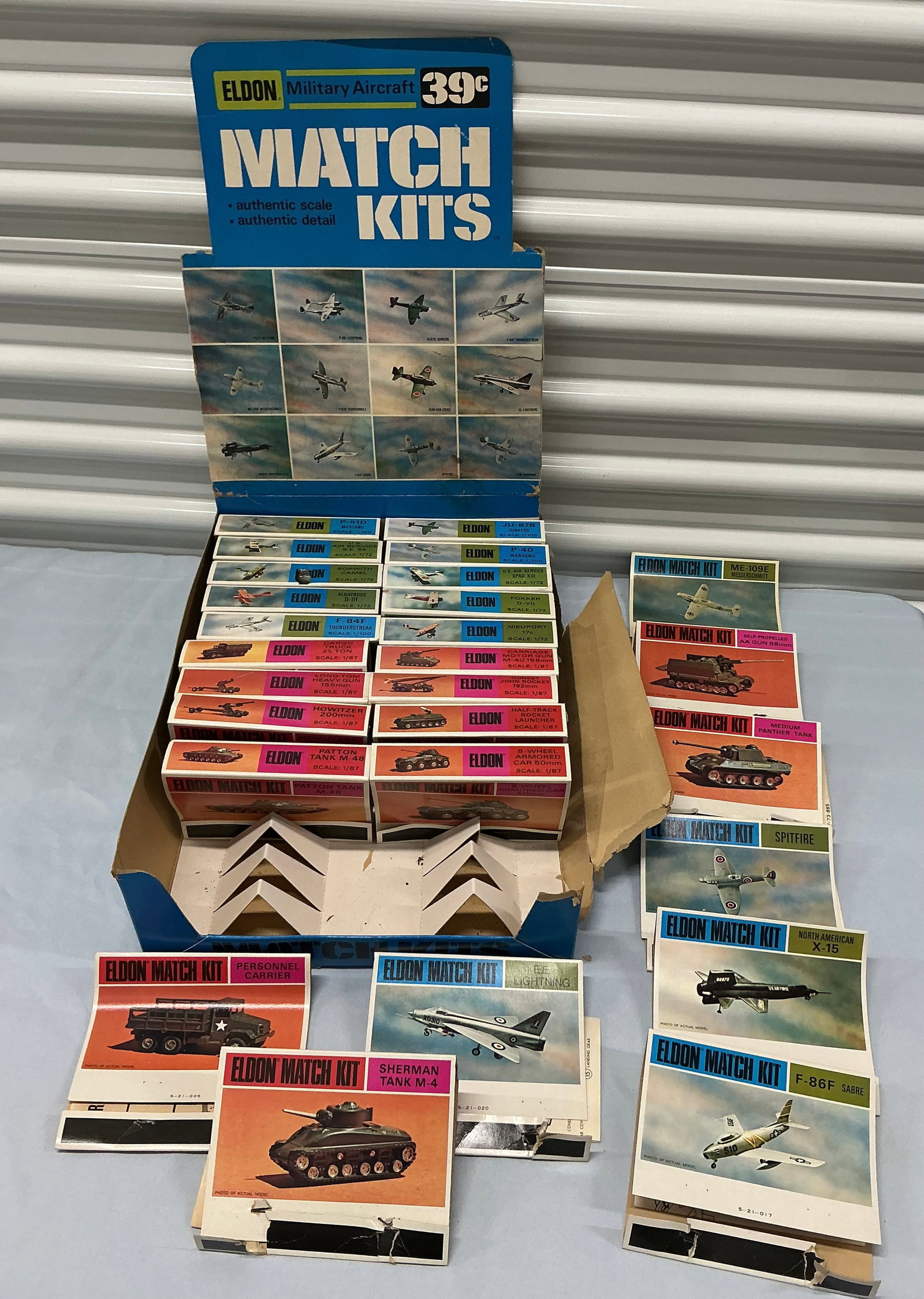 1960s Eldon Military Aircraft Match Kits With Display Box: All in Box Are New/Unopened. All outside of box are package and instructions ONLY