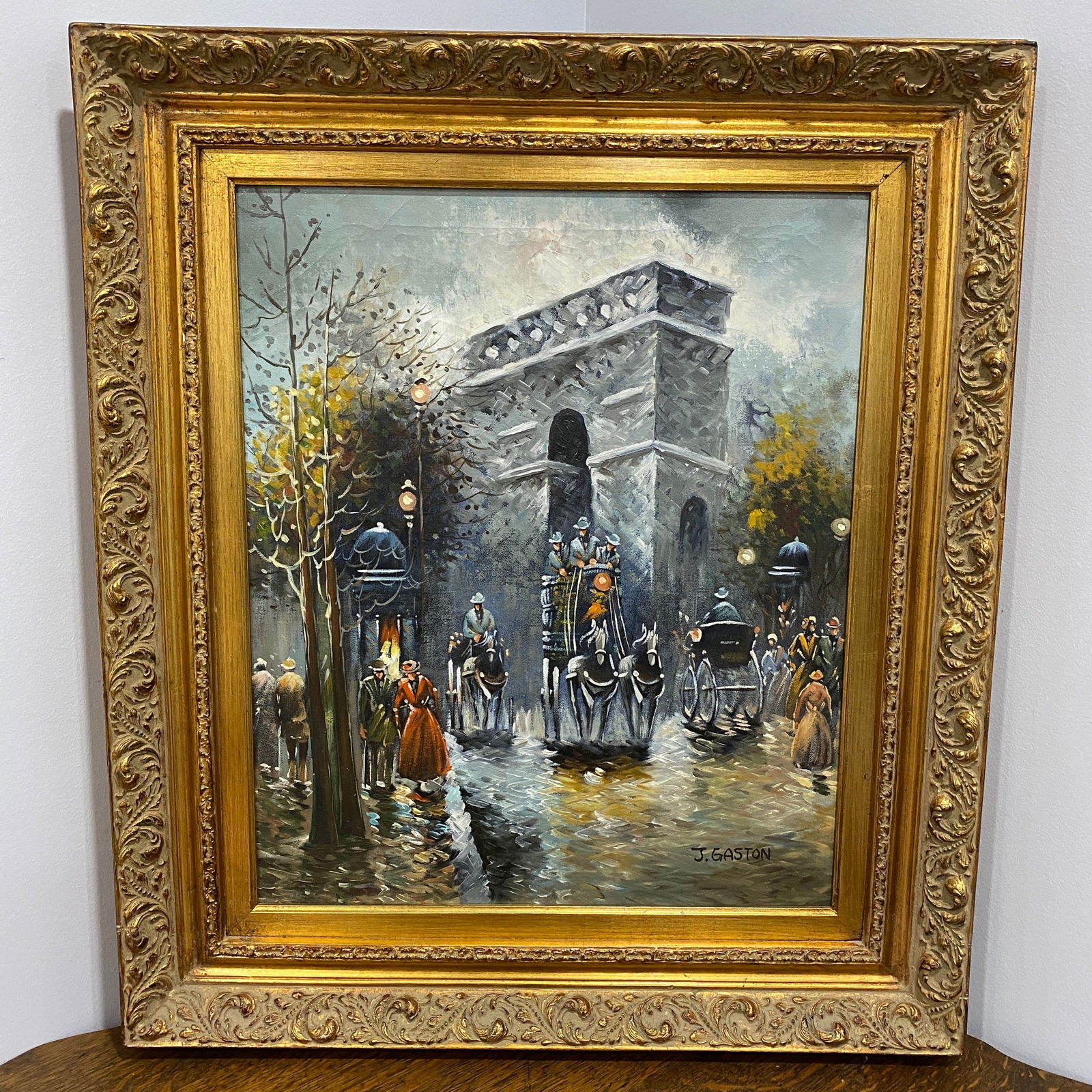 J. Gaston Signed Original Oil On Canvas Art: The total size is 23” tall 19” wide.
