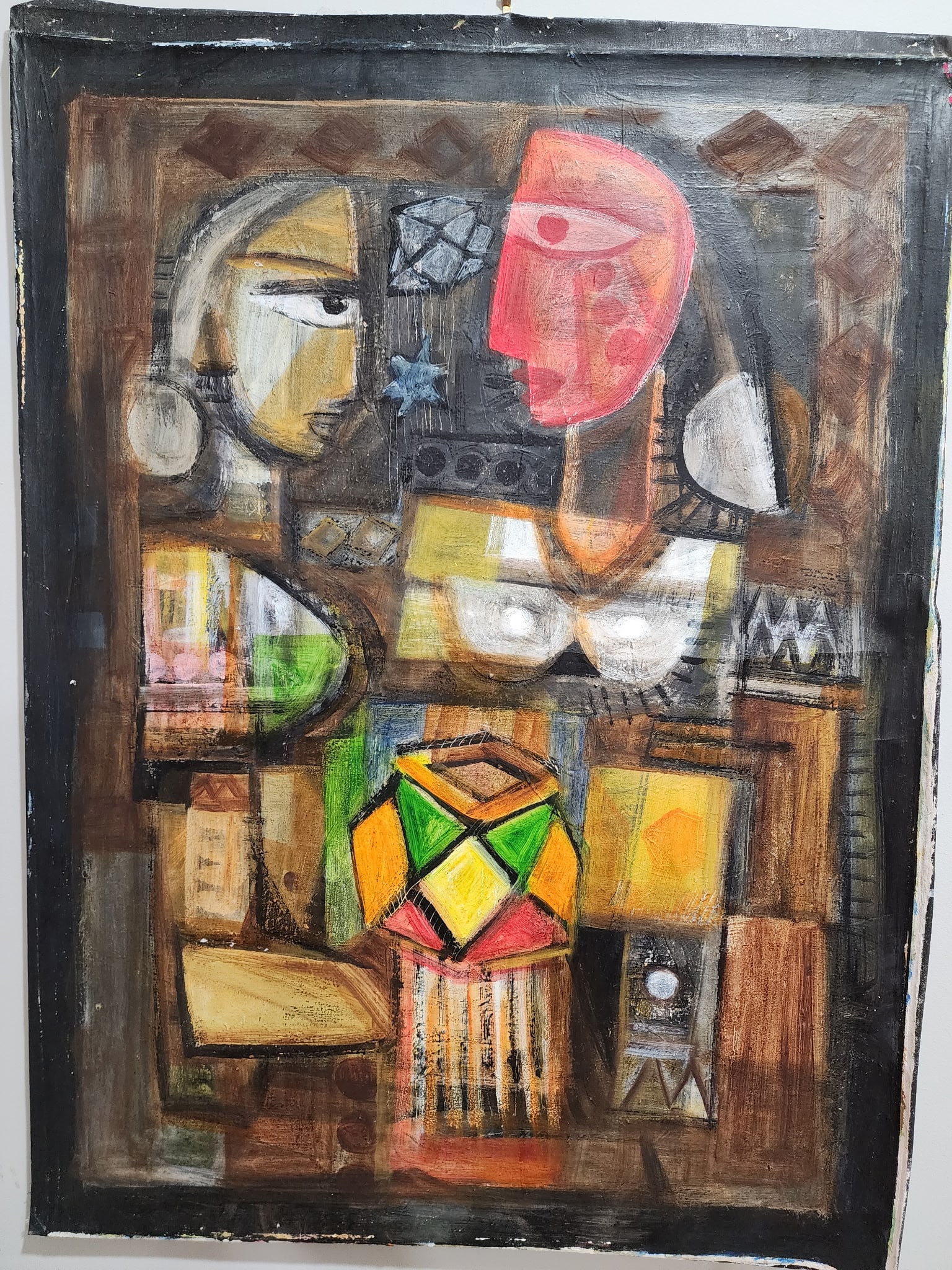 Raja Segar Sri Lanakan Artist Original Unsigned Oil On Canvas Art Piece: The total size is 24” x 36”.