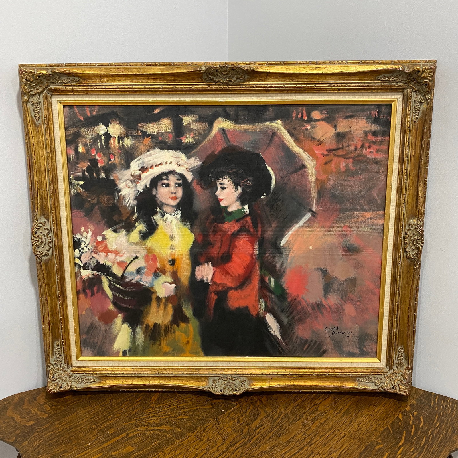 Bernard Elegance Oil On Canvas Art: The picture size is 20” tall 23” wide.