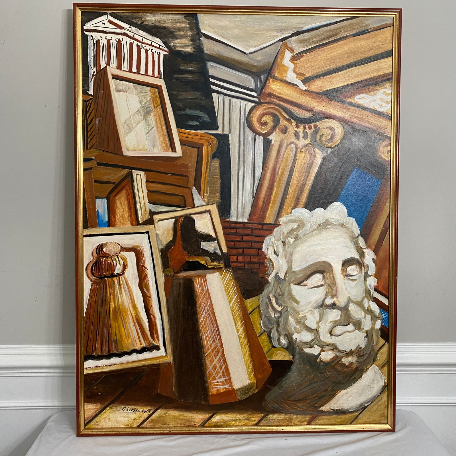 Chirico Original Abstract Acrylic Framed Art: The picture size is 36” wide 48” tall.