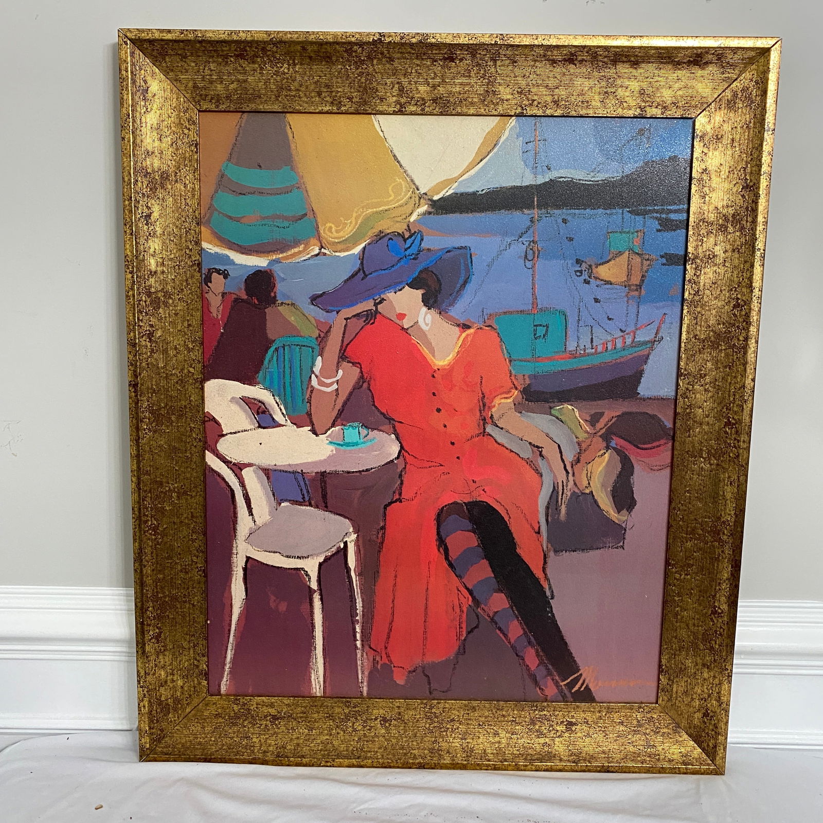 Isaac Miamon Oil On Board Lithograph Framed Art: The picture size is 24” wide and 32” tall.