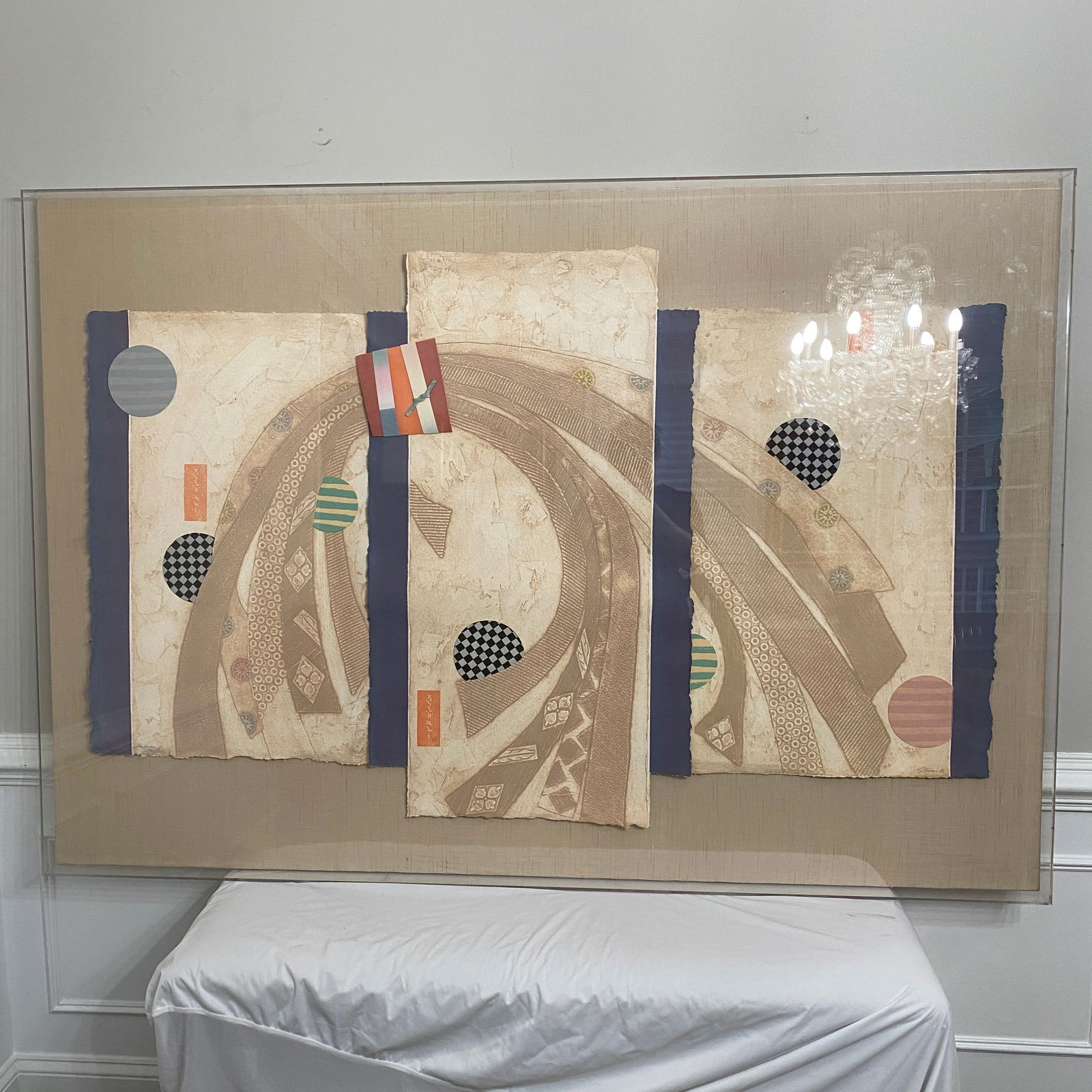 S. Climons Original Abstract Art On Paper With A Special Acrylic Frame: The picture size is 70” wide 48” tall.