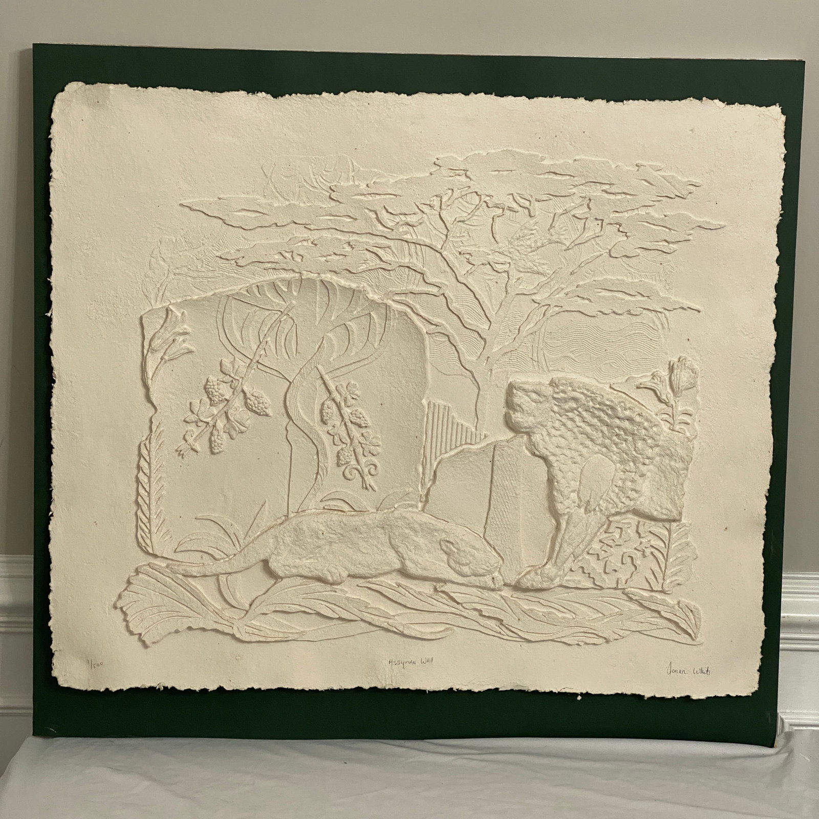 Donna White Signed Numbered 1 of 500 Framed Embossed Art: The picture size is 36” wide 31” tall.