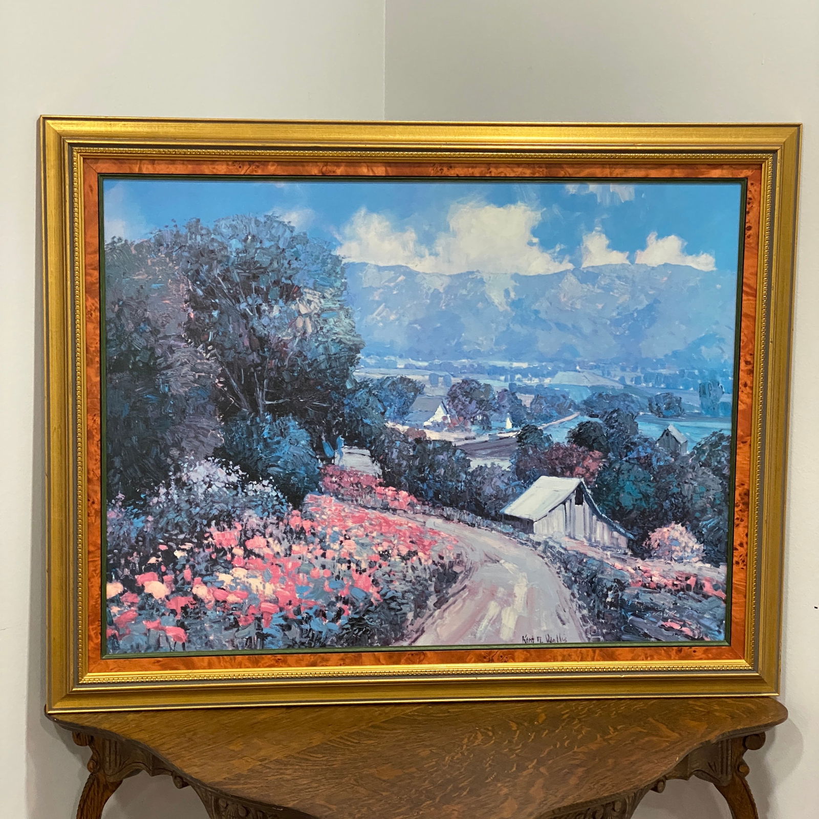 Kent R Wallis Hand Embellished Signed Oil On Canvas Painting Art: The picture size is 24” tall and 32” wide.