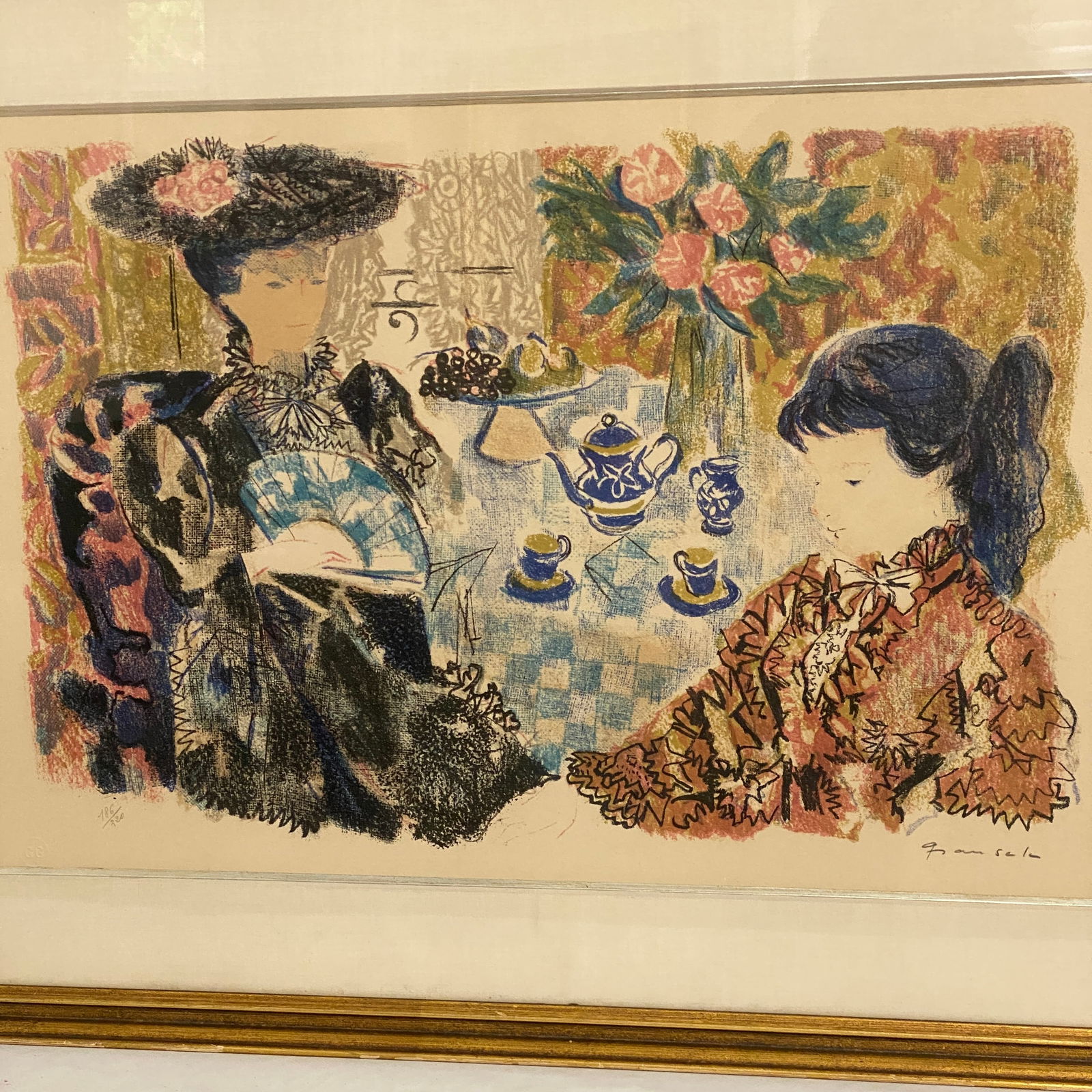 Emily Grau Sala En Visite Signed Numbered 186 of 220 Original Lithograph By A Spanish French Artist: The picture size is 21” wide 14” tall.