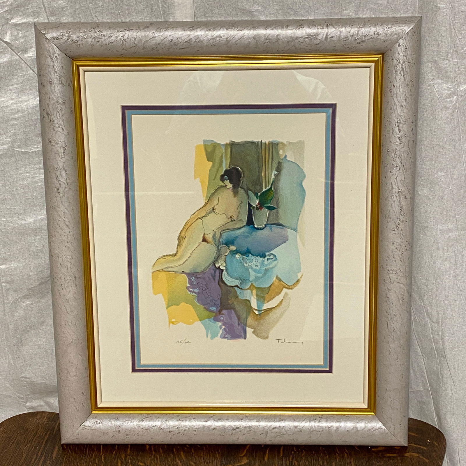 Tarkay 105 of 400 Lithograph Art: The frame size is 21” wide and 25” tall.