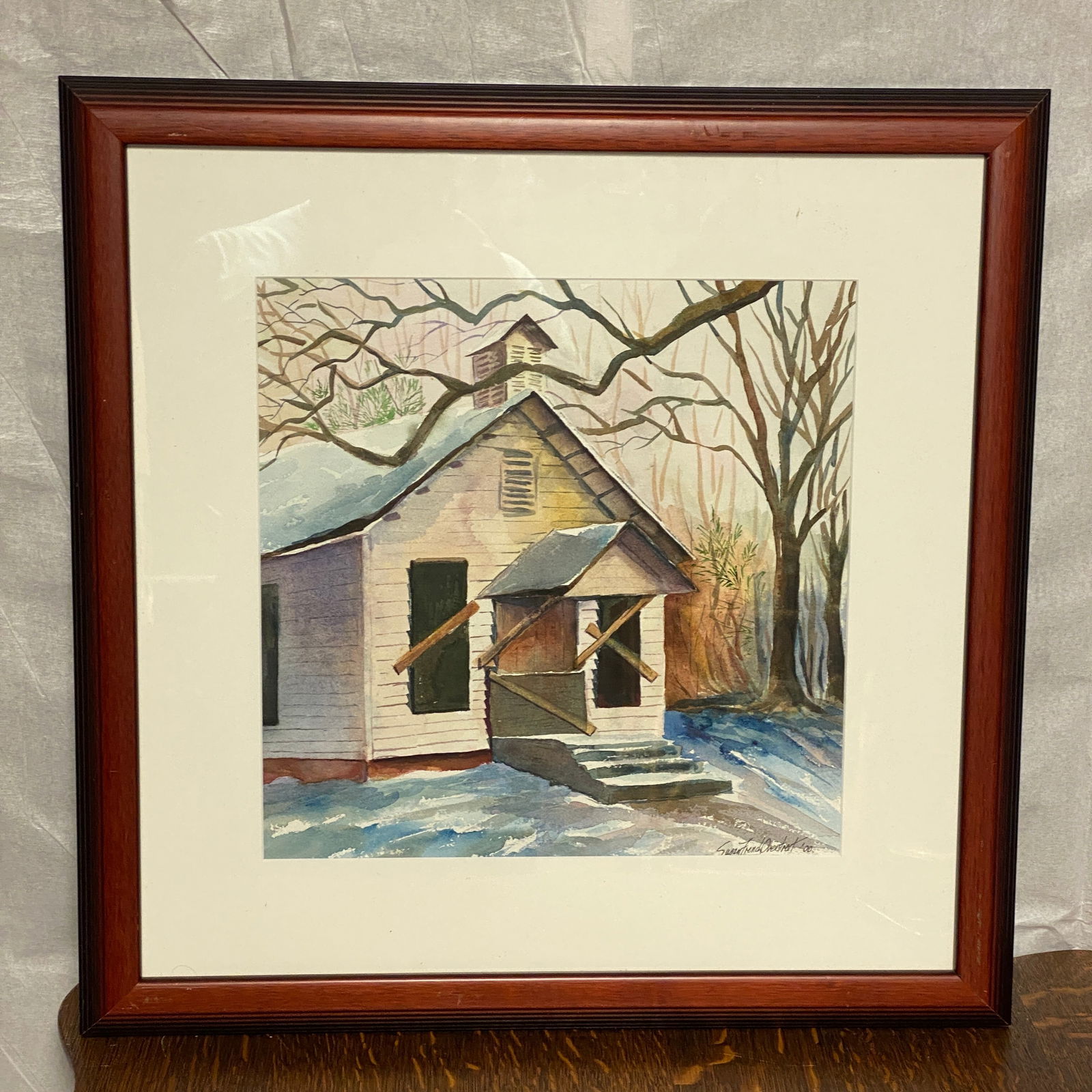 Original Signed Water Color Art: The frame size is 22” tall and wide.