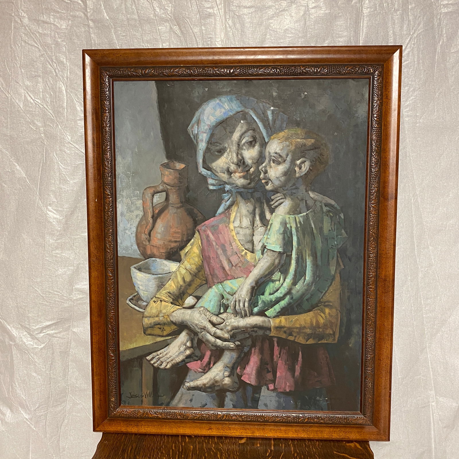 Jesus Villar Original Oil On Canvas Art: The frame size is 29” and wide 37” tall.
