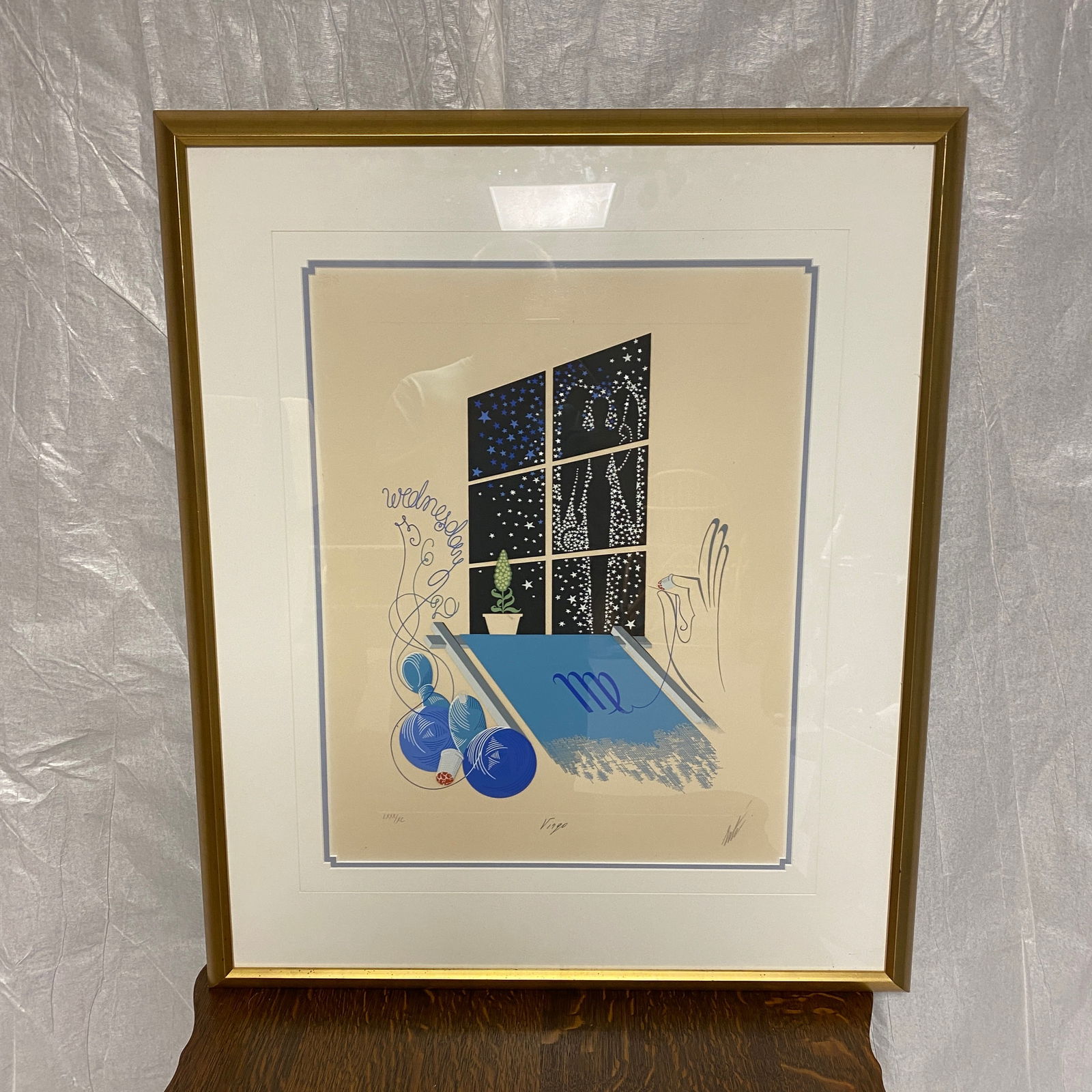 Erte Lithograph Art 80 of 90: The frame size is 29” wide and 34” tall.