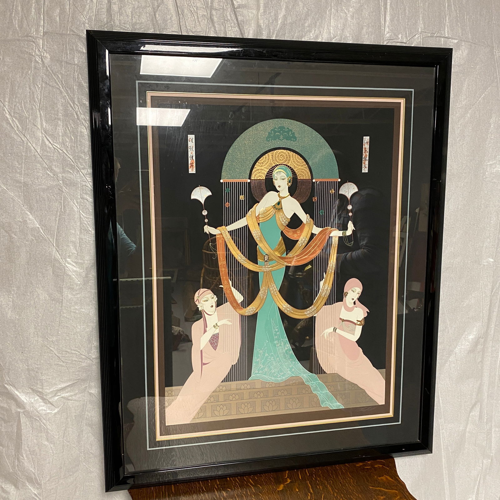 Lillian Shao 168 of 275 Taiwanese Serigraph Art: The frame size is 34” wide and 42” tall.