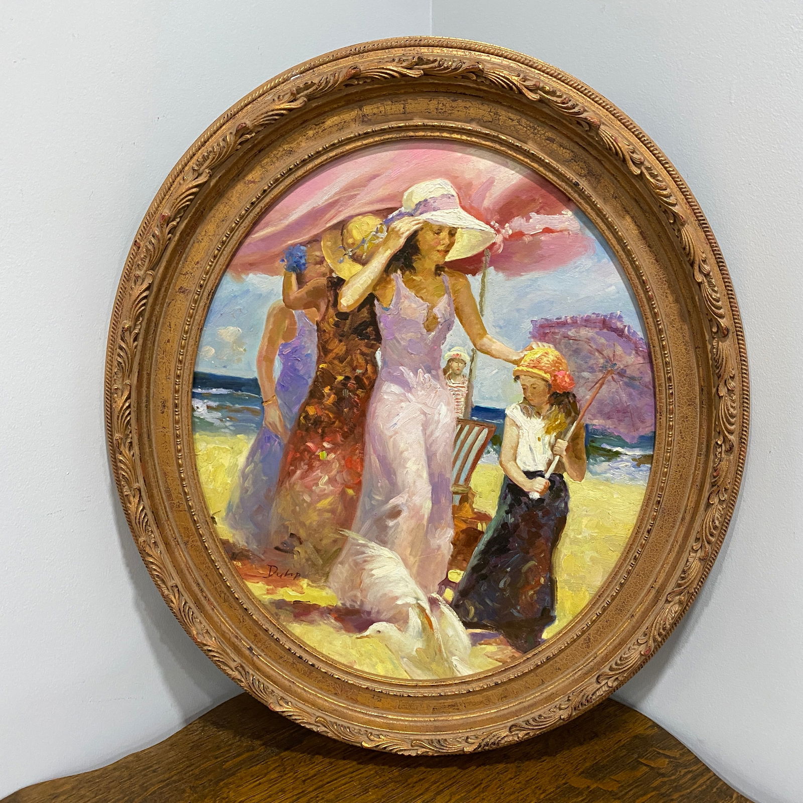 Signed original oil on canvas art: The picture size is 19 inches wide and 23 inches tall.