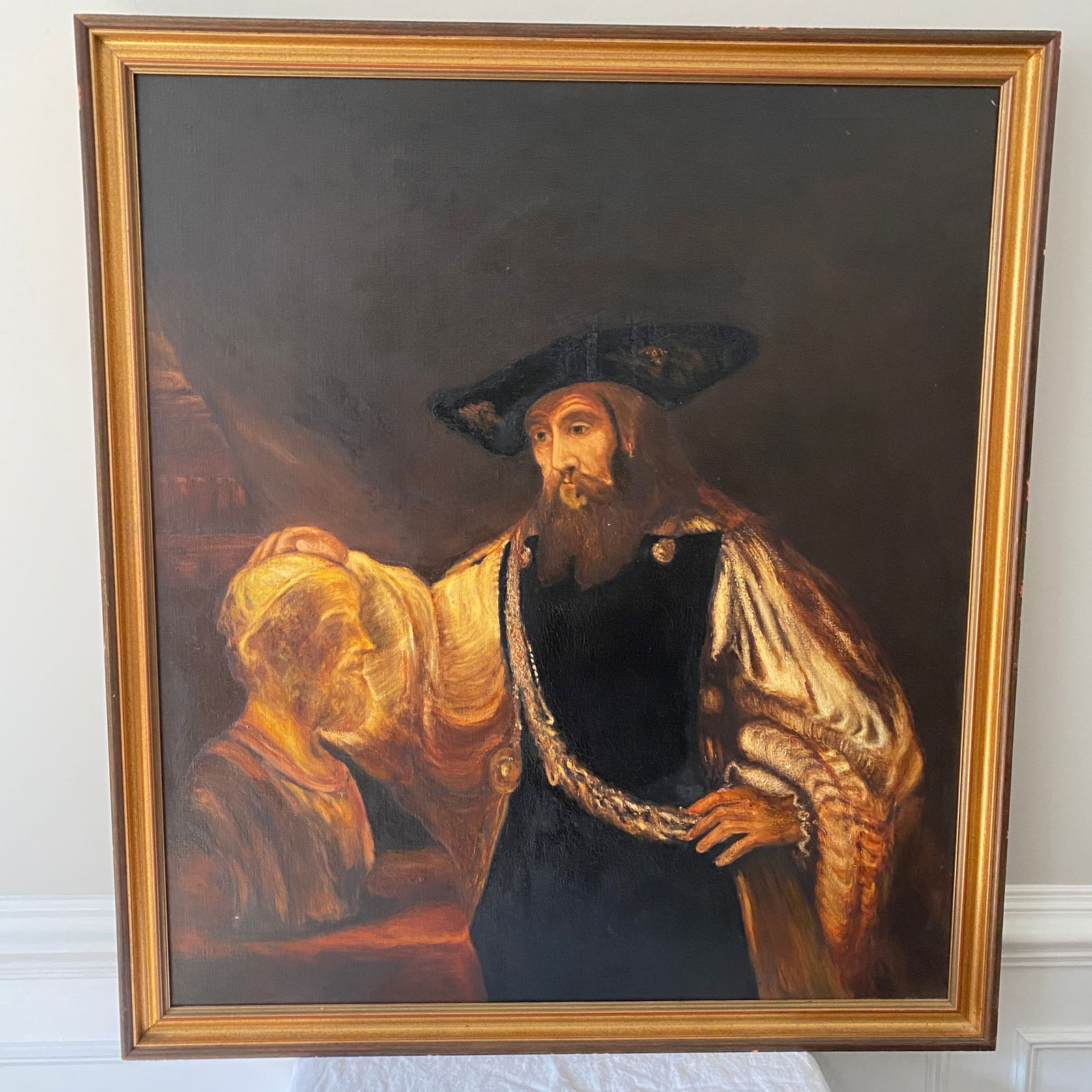 Original Oil Painting Art Replica Of Rembrandt: 41” wide 46” tall