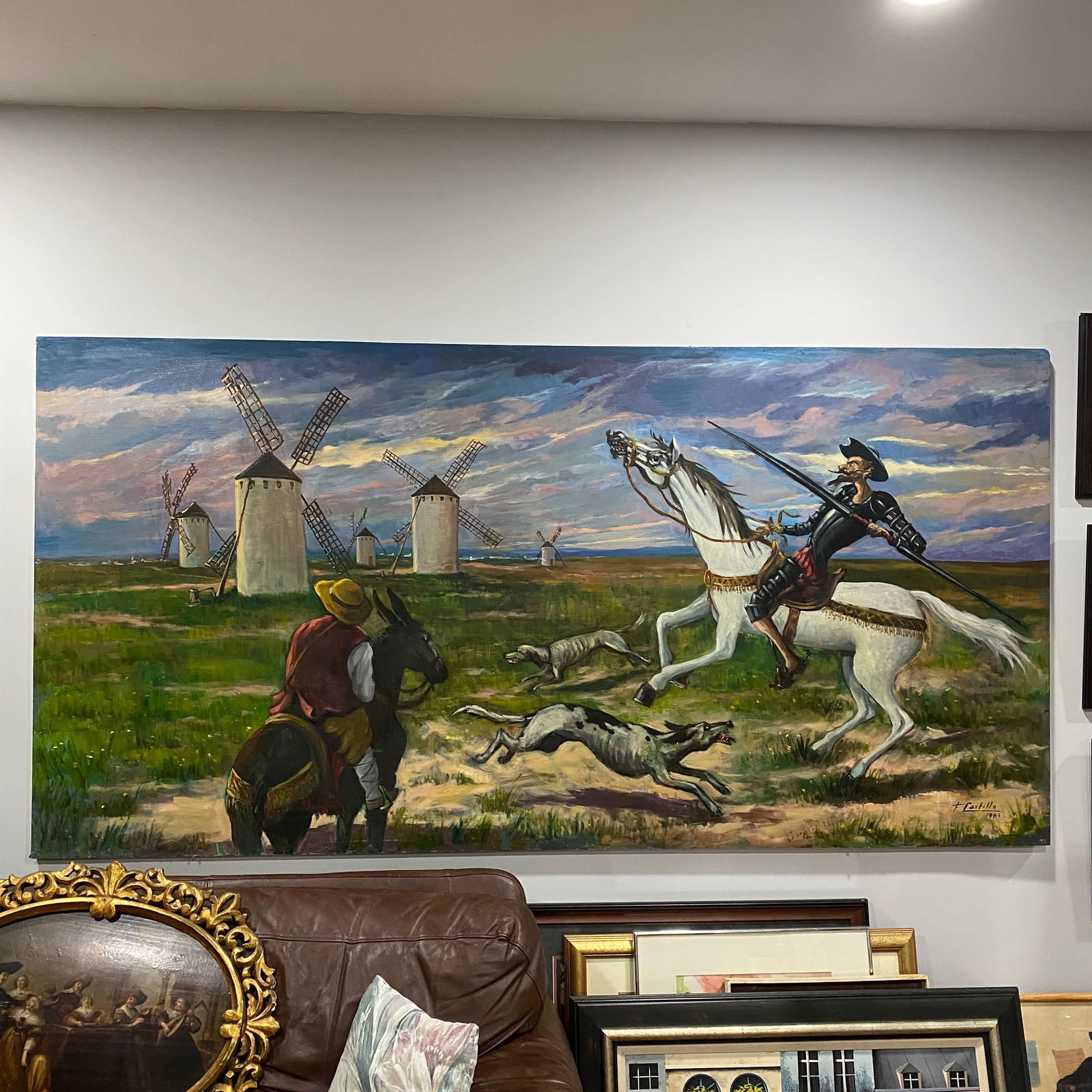 Original Signed Fransisco Castillo Oil On Board Art: The size is 8’ wide and 4’ tall.