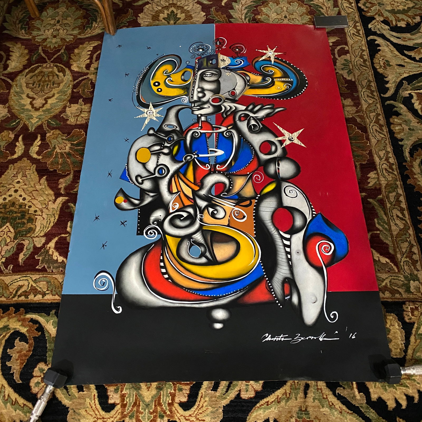 Original Signed Clemente Bornaceli Abstract Painting Artwork: The size is 44” wide and 66” tall.