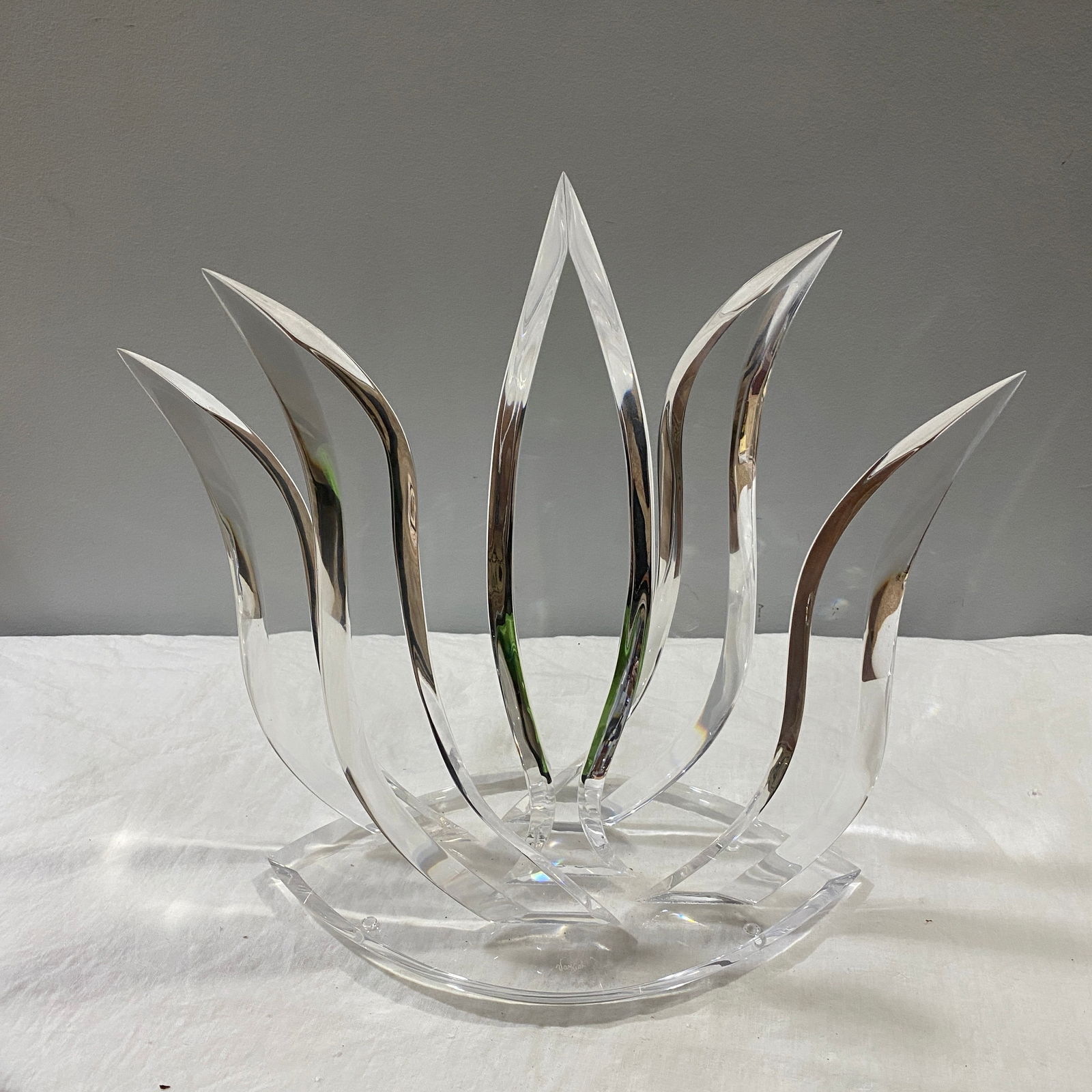 Lucite Vanteal Acrylic Plant Design Sculpture: The size is 15” tall, 17” wide and 8” deep.