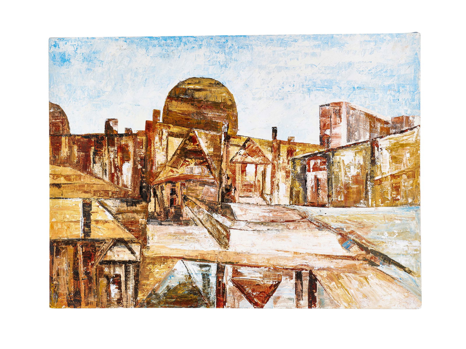 RAM KUMAR (1924-2018) "VARANSAI SERIES" ACRYLIC ON PAPER, SIGNED ON REVERSE: RAM KUMAR (1924-2018) "VARANSAI SERIES" ACRYLIC ON PAPER, SIGNED ON REVERSE Length x Width: 22 x 30 inches 