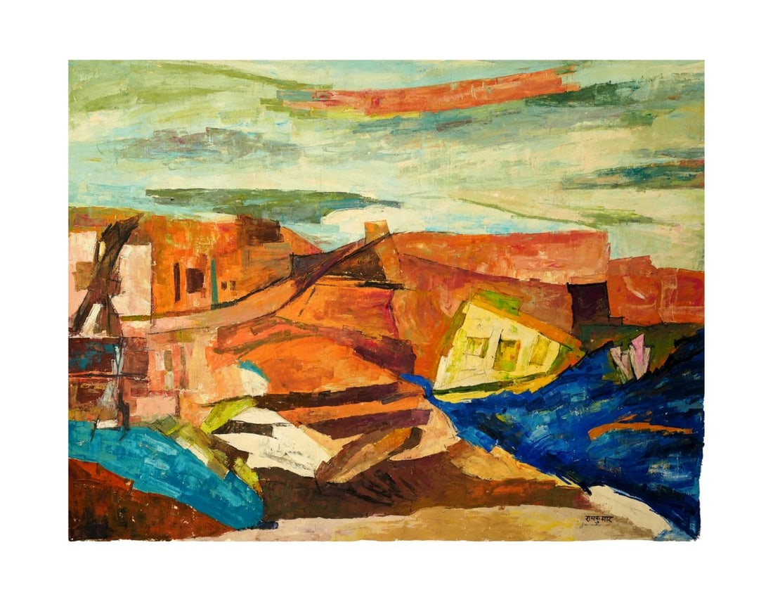 RAM KUMAR (1924-2018) "LANDSCAPE" OIL ON CANVAS, SIGNED BOTTOM RIGHT: RAM KUMAR (1924-2018) "LANDSCAPE" OIL ON CANVAS, SIGNED BOTTOM RIGHT 121cm x 92cm footnotes: Born in 1924 in Simla, Ram Kumar, a luminary in India's modernist art movement, initially aspired to be