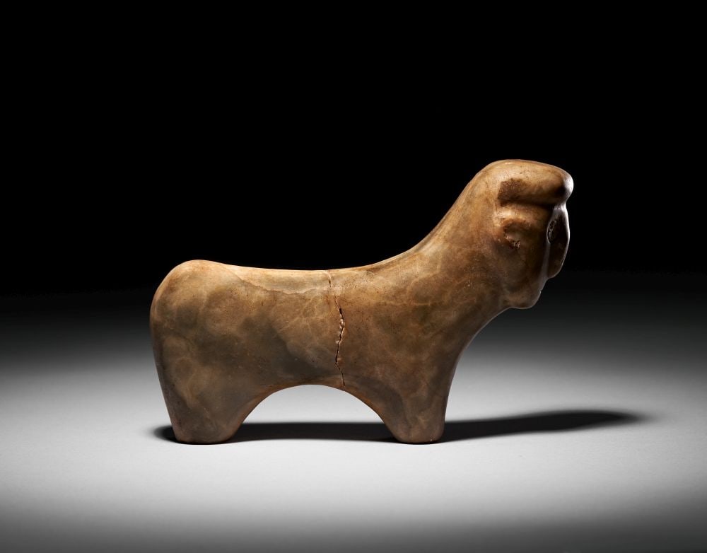 A MESOPOTAMIAN ALABASTER ANIMAL, PREHISTORIC PERIOD CIRCA 3400-3100 B.C. (1 of 6)
