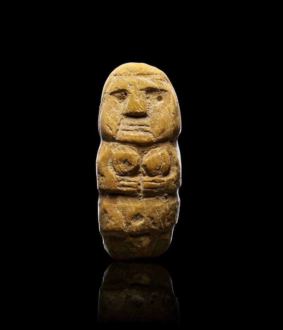A CHAVIN ANTHROPOMORPHIC STONE IDOL OF A MAN, PRE-COLOMBIAN TEMBLADERA, CA. 700 - 400 B.C. (1 of 3)