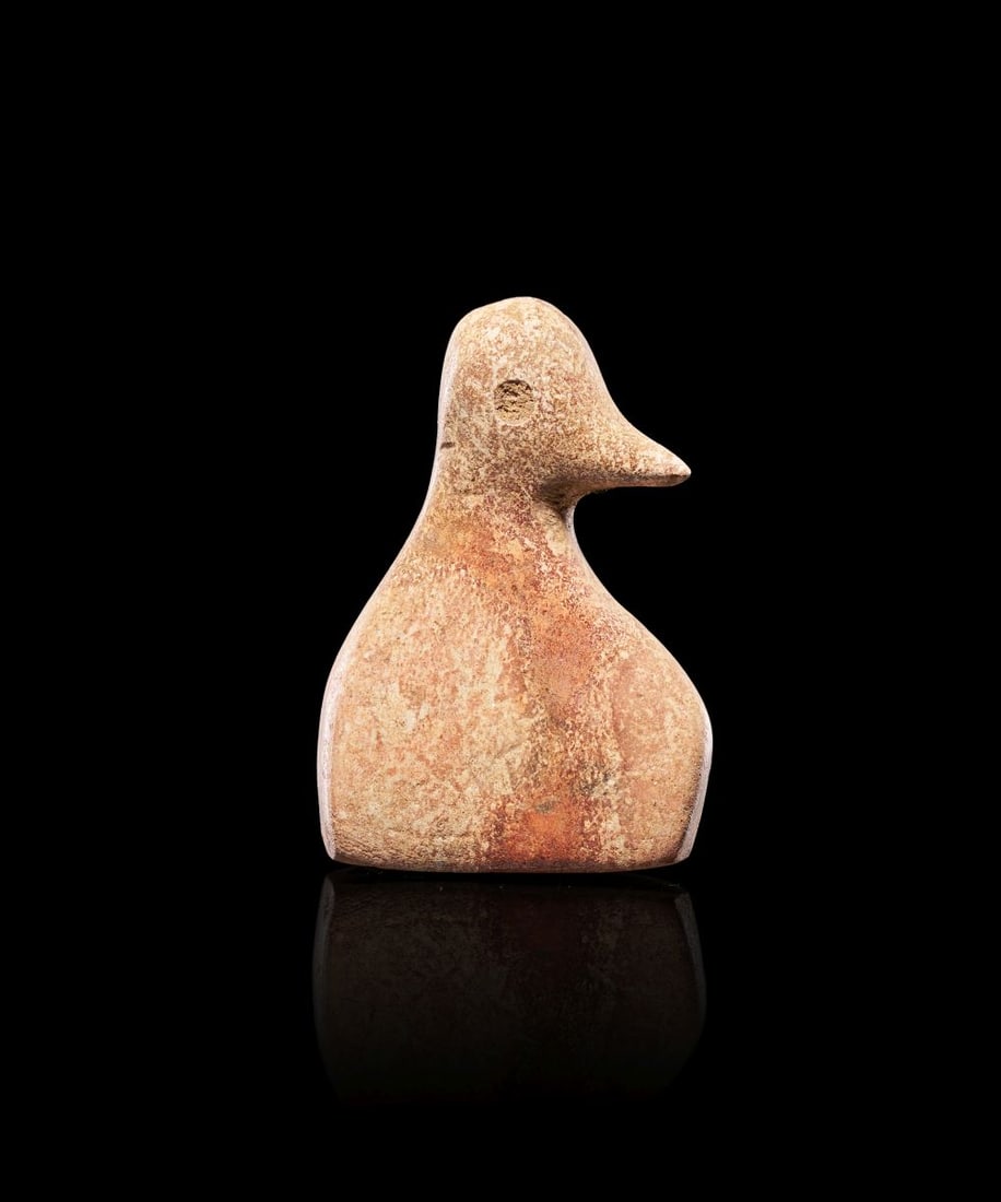 NEAR EASTERN STONE BIRD SEAL WITH DEEPLY CARVED OF A HUMAN SEATED UNDERSIDE, CIRCA: 4TH -3RD MILLENN (1 of 4)