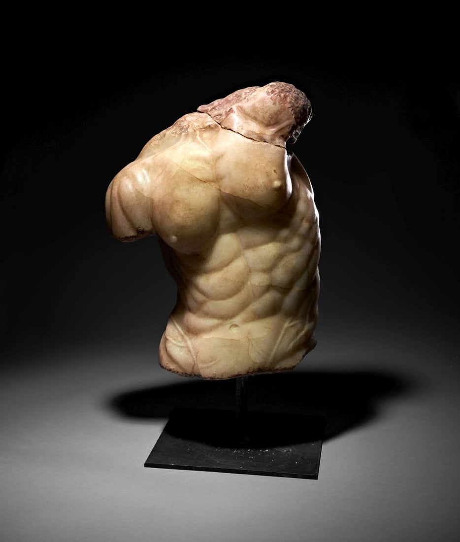 A ROMAN MARBLE TORSO ATTRIBUTED TO THE GADDI TORSO, CIRCA 1ST CENTURY A.D. (1 of 7)