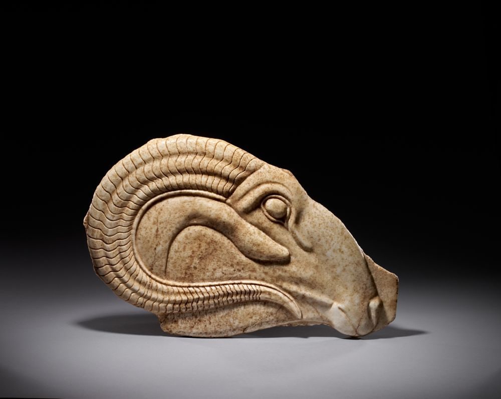 A MONUMENTAL ROMAN MARBLE RELIEF OF A RAM, IMPERIAL PERIOD, CIRCA 1ST CENTURY A.D. (1 of 2)