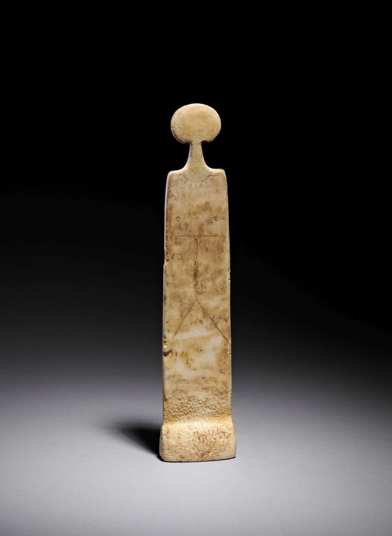 AN ANATOLIAN MARBLE PLANK IDOL CHALCOLITHIC PERIOD, CIRCA 3300-2500 B.C. (1 of 5)