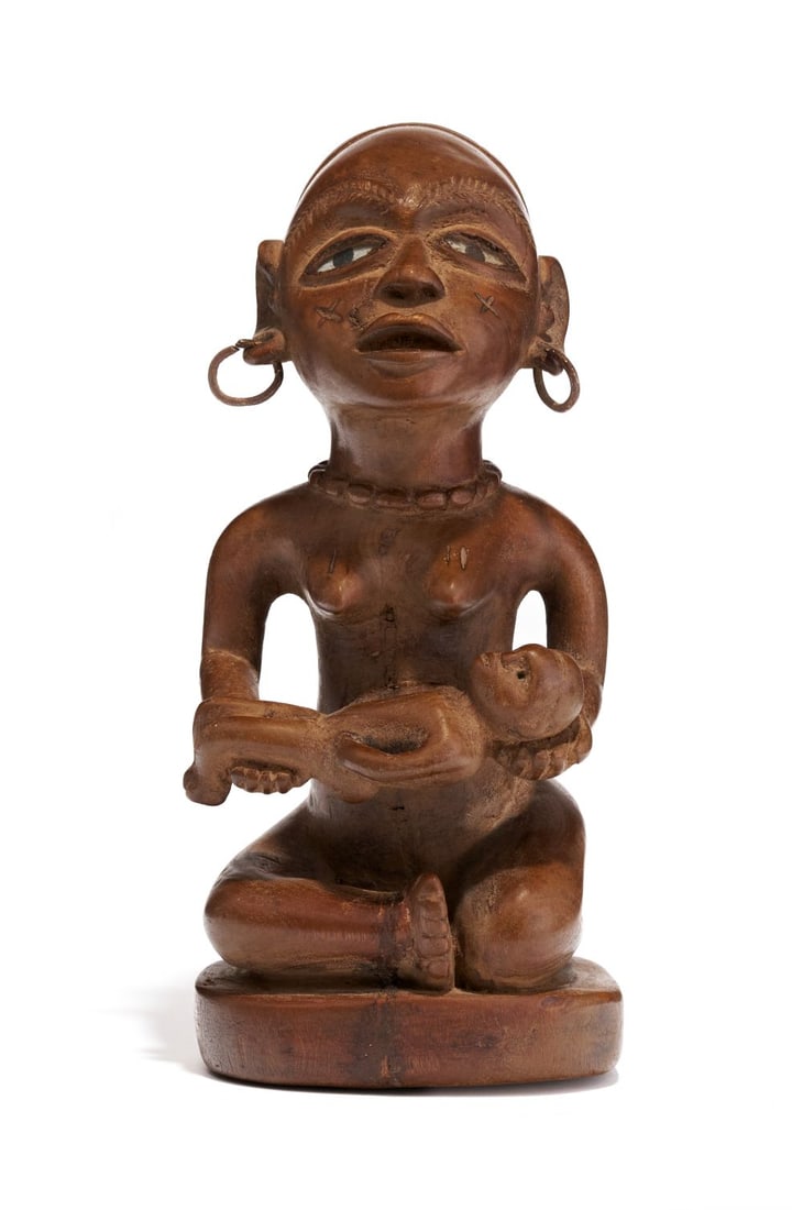 A FINE YOMBE MATERNITY FIGURE, REPUBLIC OF CONGO (1 of 5)