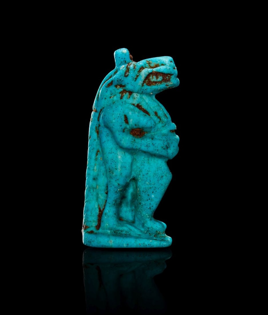 A LATE PERIOD FAIENCE AMULET OF TAWERET DYNASTY XXVI-XXX, 664-343 B.C. (1 of 2)