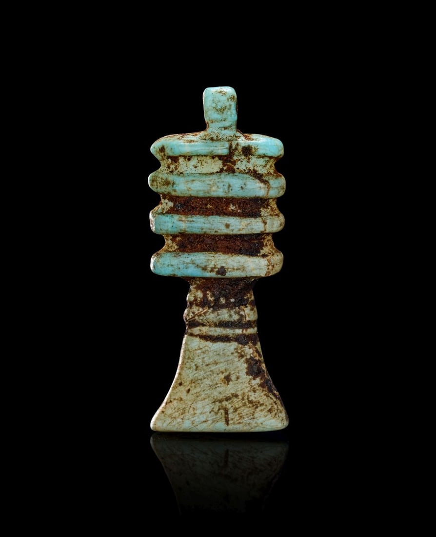 AN EGYPTIAN TURQUOISE FAIENCE DJED PILLAR LATE PERIOD, CIRCA 664-332 B.C. (1 of 2)