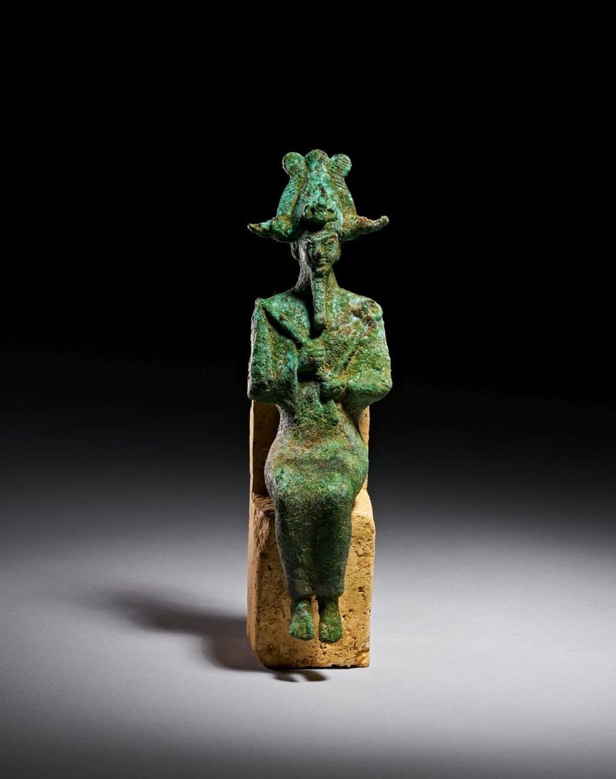 A LARGE EGYPTIAN BRONZE OSIRIS THIRD INTERMEDIATE PERIOD, DYNASTY XXV, CIRCA 747-656 B.C. (1 of 4)
