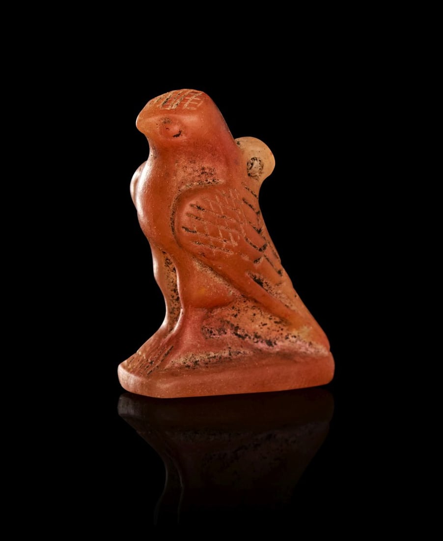 AN EGYPTIAN AGATE HORUS FALCON LATE PERIOD, DYNASTY XXVI-XXX, 664-343 B.C. (1 of 4)