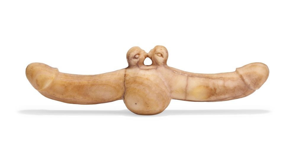 A GREEK DOUBLE ENDED PHALLUS, CIRCA 3RD CENTURY A.D. OR LATER (1 of 6)