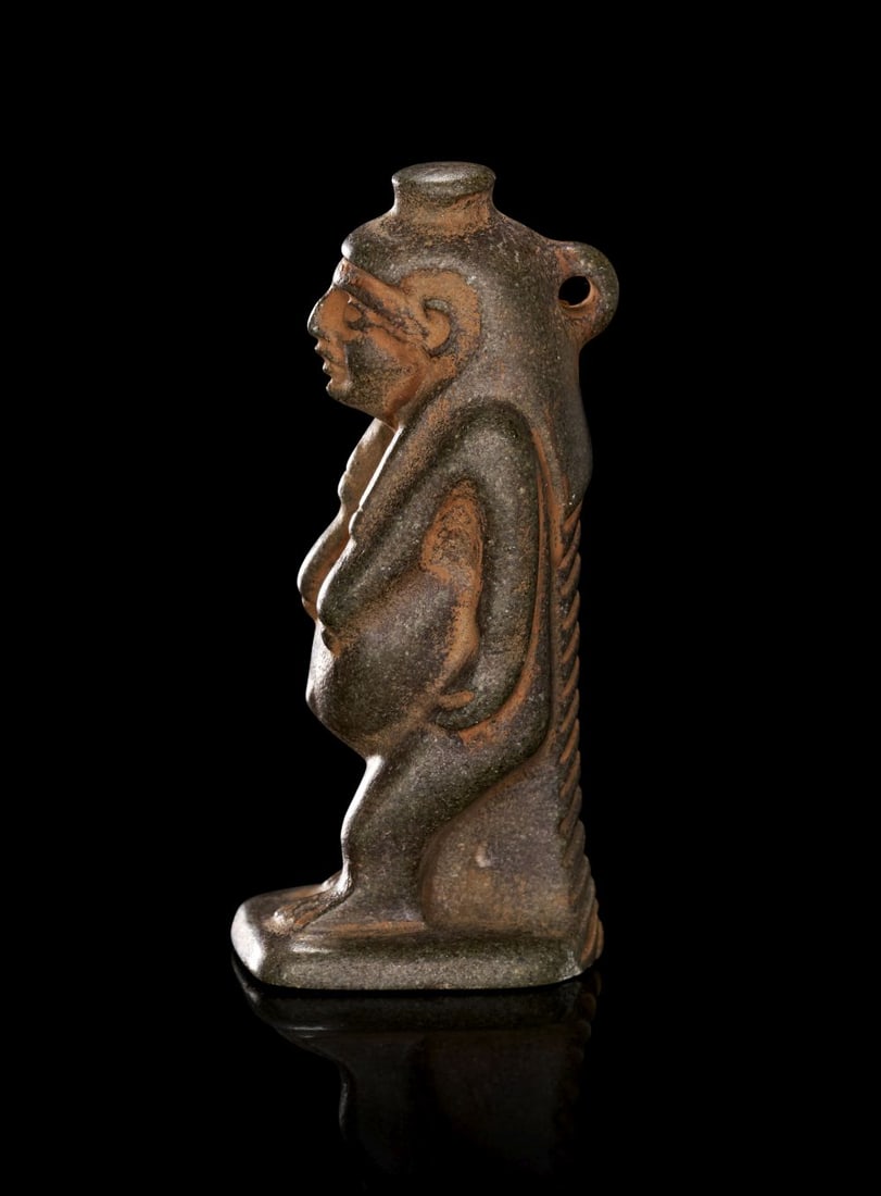 A LARGE EGYPTIAN BLACK STONE AMULET LATE PERIOD, DYNASTY XXVI, 664-525 B.C. (1 of 4)