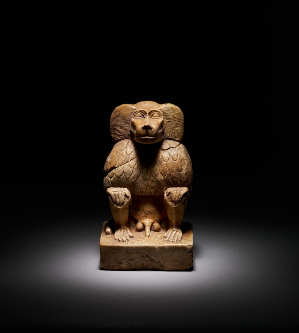 AN EGYPTIAN STEATITE BABOON LATE PERIOD, CIRCA 664-323 B.C. (1 of 5)