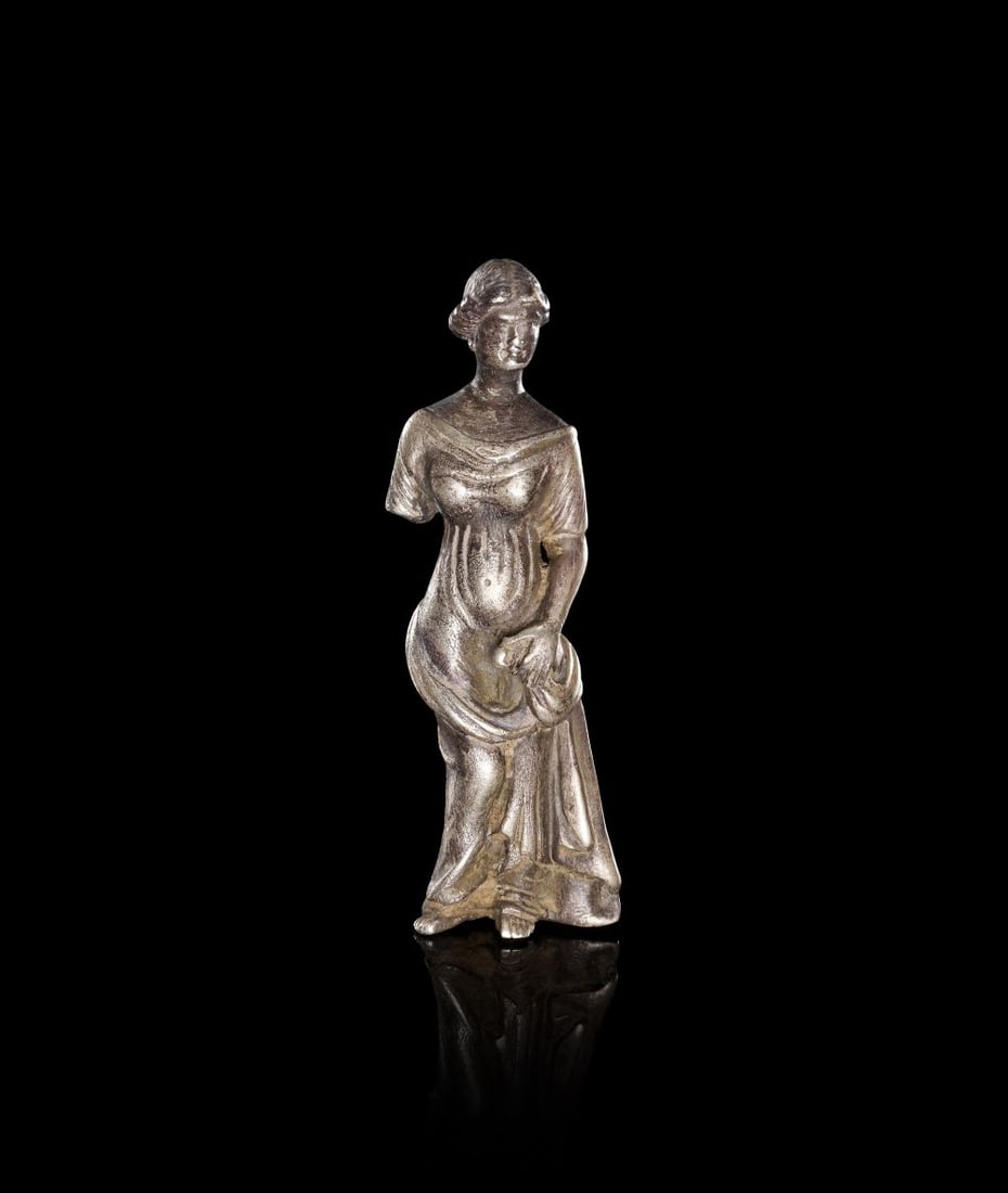 A ROMAN SILVER FIGURE OF THE GODDESS APHRODITE, CIRCA 1ST CENTURY A.D.: A ROMAN SILVER FIGURE OF THE GODDESS APHRODITE, CIRCA 1ST CENTURY A.D. A finely modelled solid silve