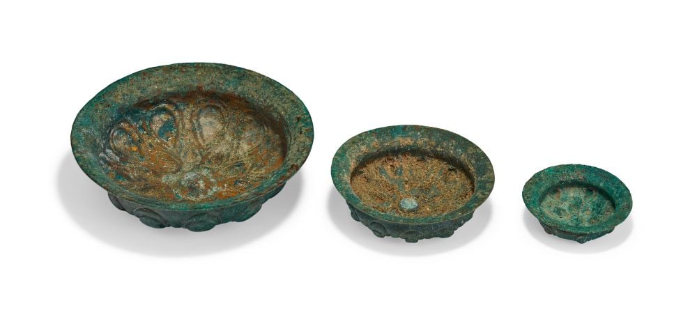 THREE ACHAEMENID BRONZE PHIALE BOWLS, CIRCA 5TH CENTURY B.C. (1 of 7)