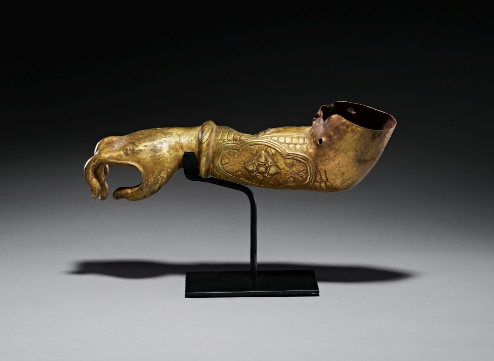 A RARE GILT-BRONZE HAND OF BUDDHA,13-14TH CENTURY (1 of 8)