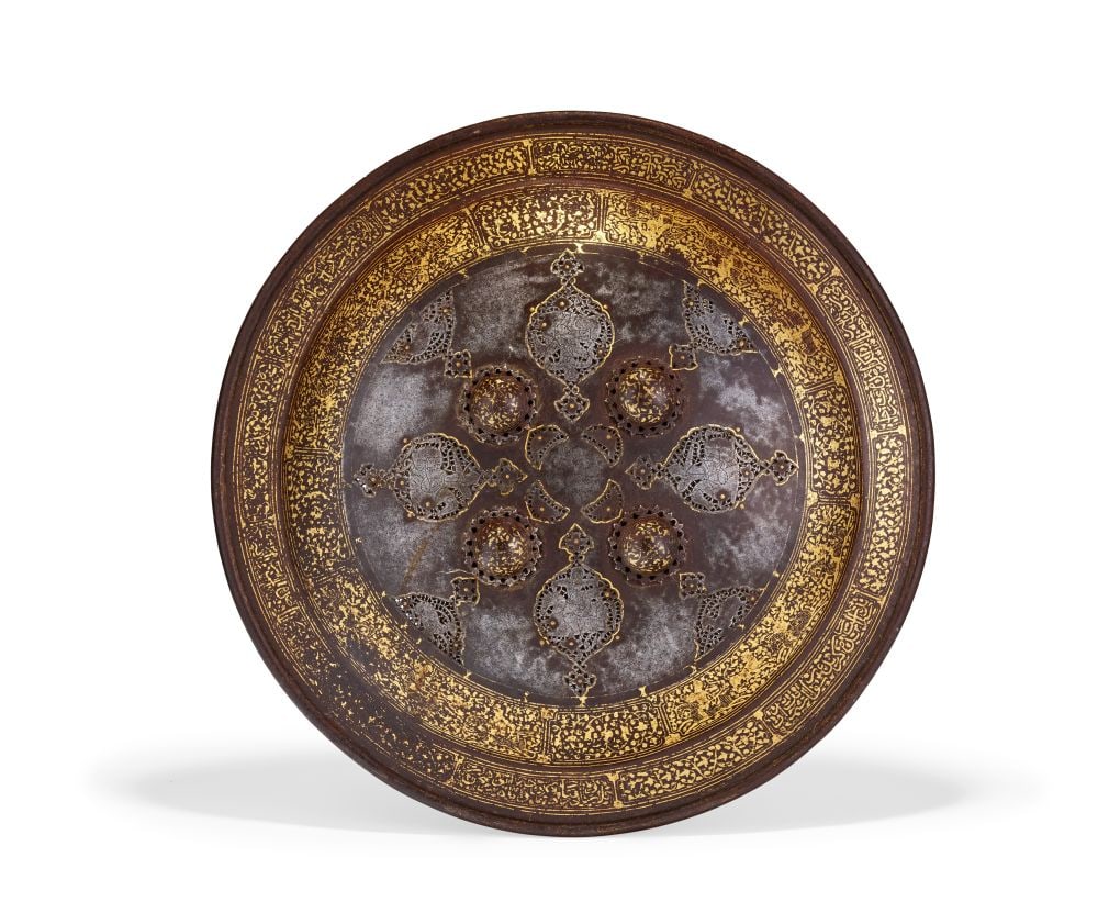 A GOLD-DAMASCENED STEEL SHIELD QAJAR IRAN, 19TH CENTURY (1 of 6)
