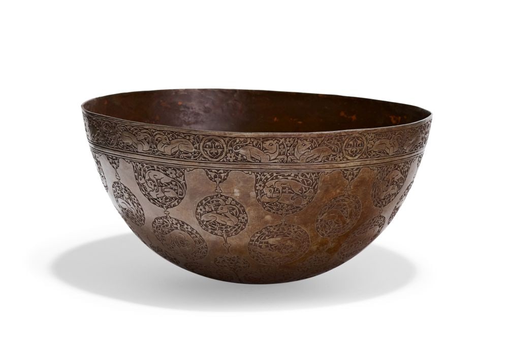 A TINNED COPPER "ANIMAL" BOWL, ZAND, 18TH CENTURY, PERSIA (1 of 8)