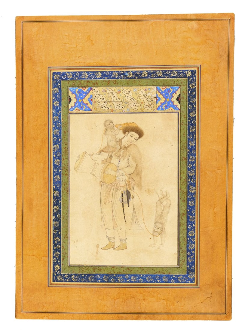 A PERSIAN MINIATURE OF A MUSICIAN AND MONKEYS (1 of 1)