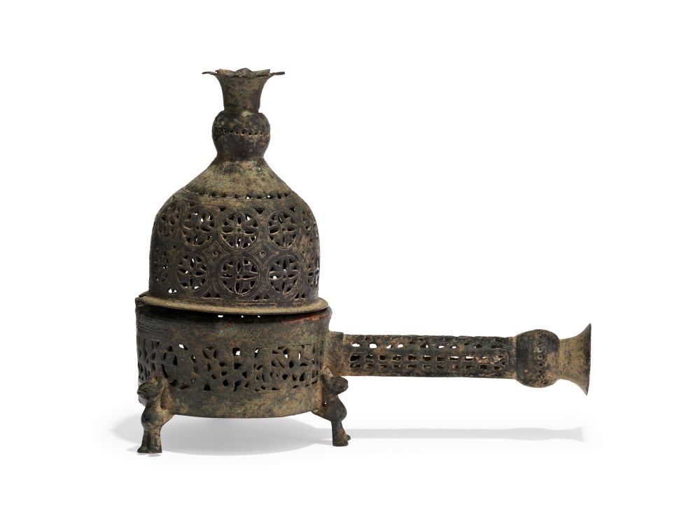 A KHORASAN PIERCED BRONZE INCENSE BURNER, IRAN, 12TH CENTURY (1 of 5)