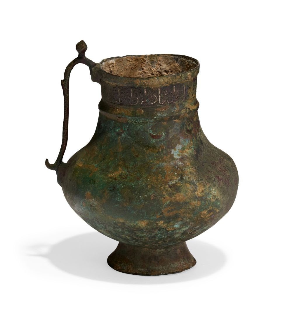 A SELJUK SILVER-INLAID BRONZE JUG SELJUK ANATOLIA, MID 13TH CENTURY (1 of 5)